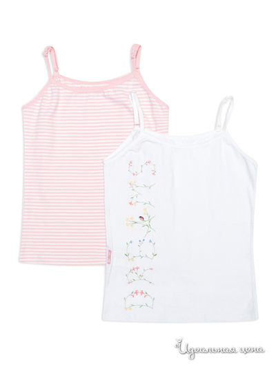 Майка, 2 шт PlayToday, цвет белый, розовый