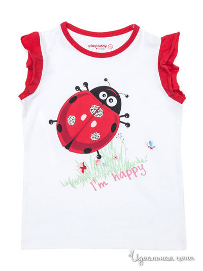 Футболка PLAYTODAY для девочки, цвет белый, красный PlayToday, цвет белый, красный