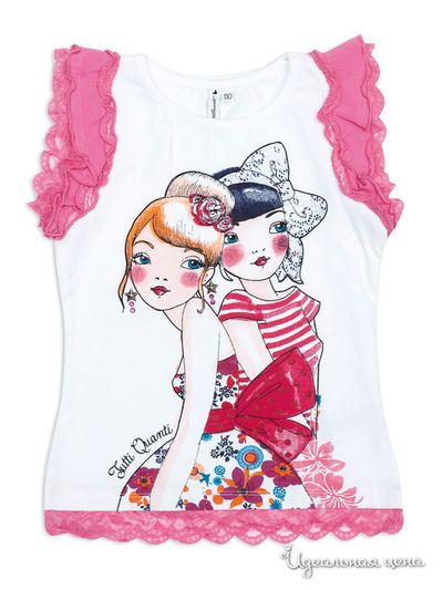 Футболка TUTTI QUANTI для девочки, цвет белый, розовый Tutti Quanti, цвет белый, розовый