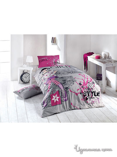 Комплект постельного белья 1,5 спальный Issimo, цвет серый, розовый