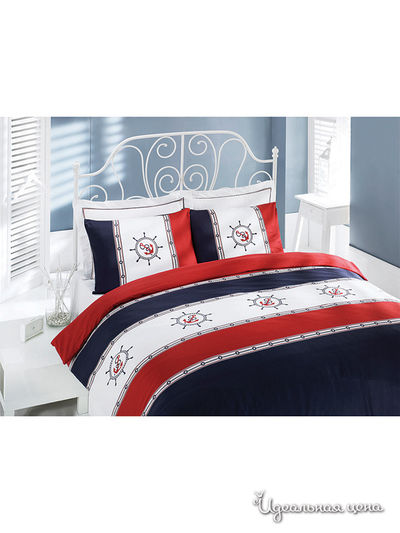 Комплект постельного белья Евро Issimo, цвет синий, красный
