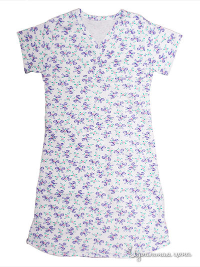 Сорочка для девочки Никамода, цвет белый цветок сирень Никамода, цвет белый цветок сирень