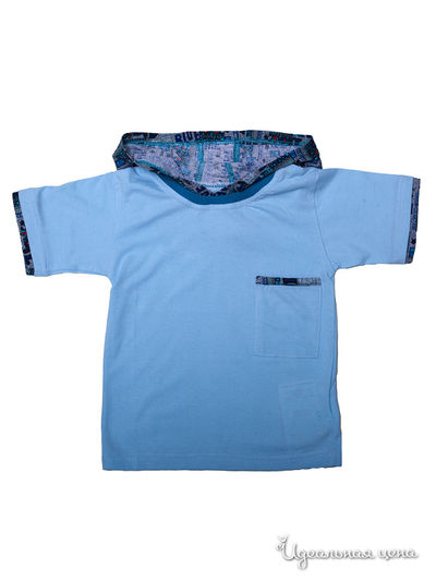 Футболка Никамода, цвет голубой кап набивка сер