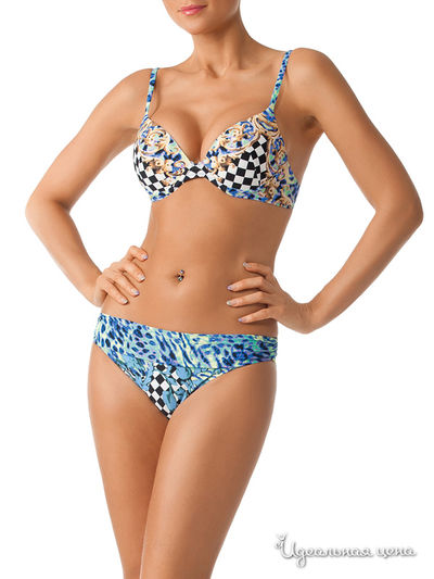 Купальник Charmante, цвет чёрно-белое домино с барокко и леопардом в голубых