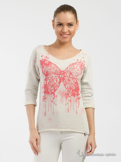 Джемпер Please, цвет светло-серый, красный