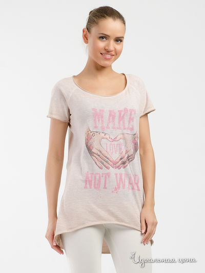 Футболка Please, цвет светло-бежевый, розовый