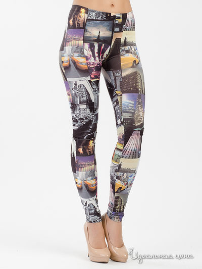 Леггинсы Paolo Casalini, цвет чёрный, фиолетовый, серый