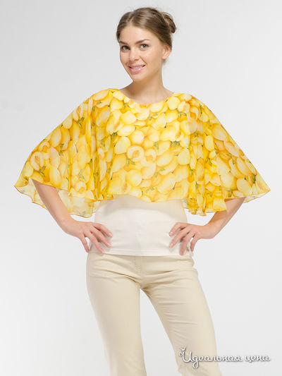 Блуза с перелиной Adzhedo, цвет молочный/желтый/персики
