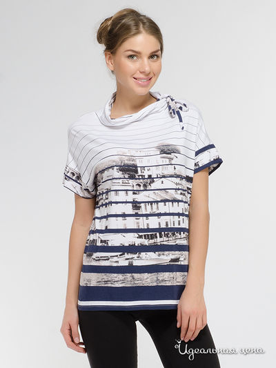 Блуза Adzhedo, цвет белый/синий/домики