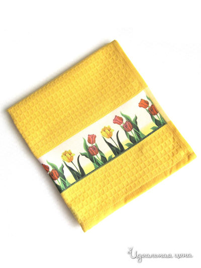 Полотенце вафельное RIMAKO, цвет  желтый+цветы Rimako, цвет желтое, цветы
