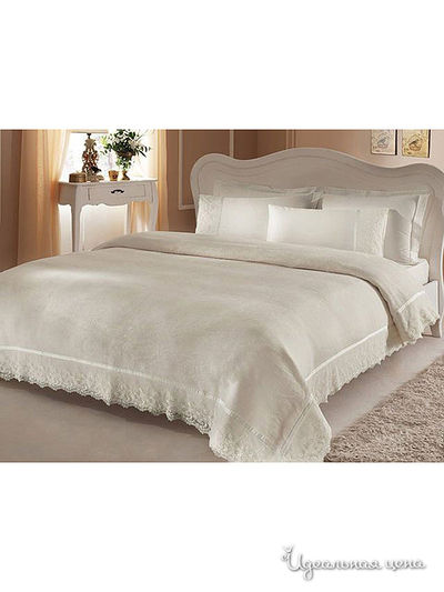 Комплект постельного белья евро Kazanov.A., цвет молоко, ваниль