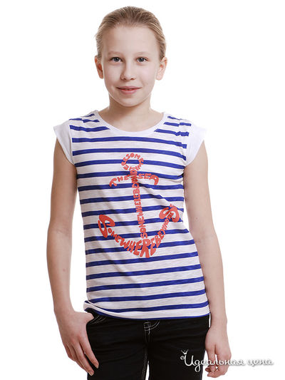 Футболка Little Marcel, цвет белый, синий