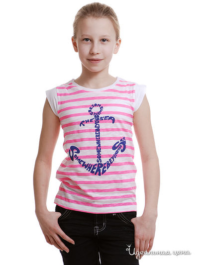 Футболка Little Marcel, цвет белый, розовый