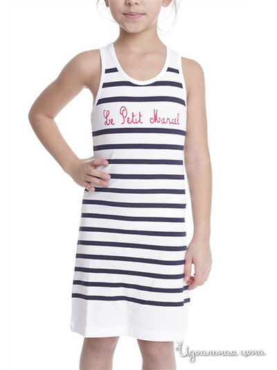 Платье Le Petit Marcel для девочки, цвет белый, темно-синий