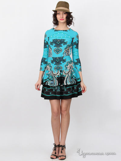 Платье Nastya Sergeeva by May Be, цвет бирюзовое, черное