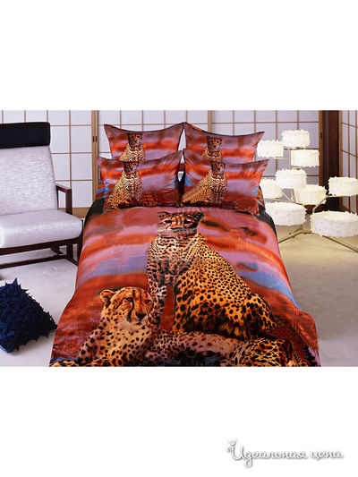 Комплект постельного белья евро Goldtex, цвет красный