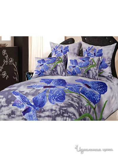 Комплект постельного белья евро Goldtex, цвет серый, синий