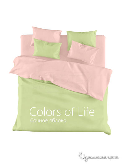 КПБ двуспальный с европростыней Goldtex, цвет зеленый, розовый