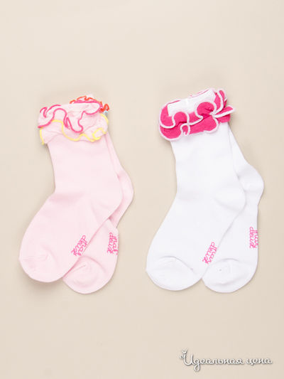 Носки, 2 шт Deux par Deux, цвет розовый, белый