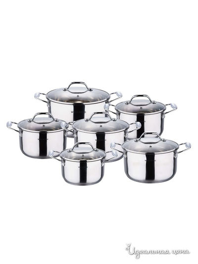 Набор кастрюль 12 предметов Wellberg, цвет металл