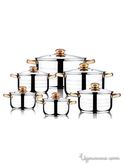 Набор кастрюль 12 предметов Wellberg, цвет металл