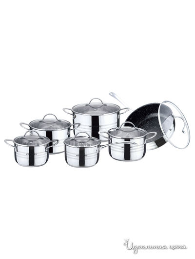 Набор посуды 12 предметов Wellberg, цвет металл