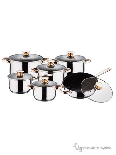 Набор посуды 12 предметов Wellberg, цвет металл