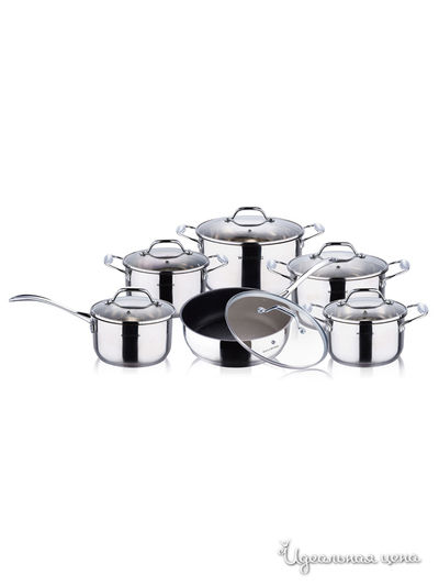 Набор посуды 12 предметов Wellberg, цвет металл