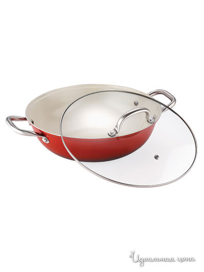 Казан со стекл.крышкой, 4 л Bergner, цвет Красный