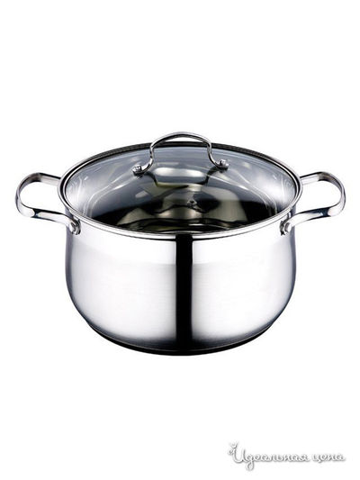 Кастрюля  со стекл.крышкой, 2,8л Wellberg, цвет металл