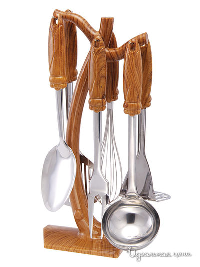 Набор кухонных принадлежностей 7 предметов Wellberg, цвет деревянный