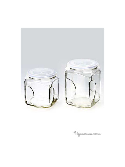 Набор контейнеров для сыпучих продуктов, 2 шт Glasslock, цвет blue/transparent