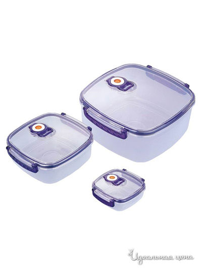 Набор контейнеров, 3 шт Bekker, цвет blue/transparent