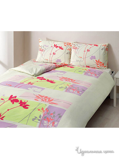 Комплект постельного белья двуспальный TAC, цвет белый, сиреневый