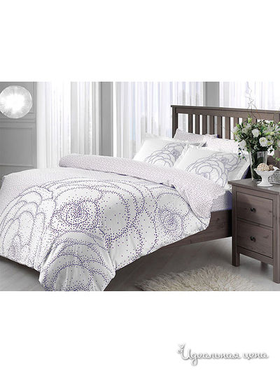 Комплект постельного белья 2 сп. TAC, цвет белый, фиолетовый