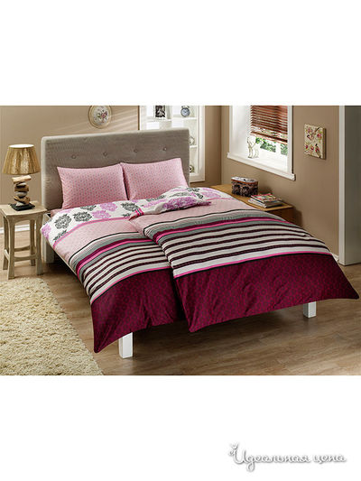 Комплект постельного белья семейный TAC, цвет бордовый