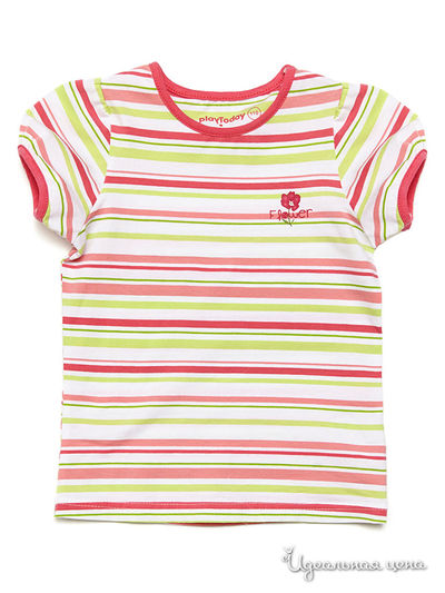 Футболка PlayToday, цвет белый, коралловый, салатовый