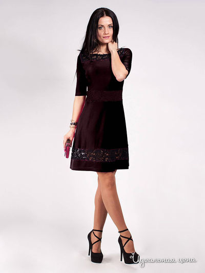 Платье La Cafe, цвет темно-коричневый, черный