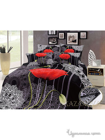 Комплект постельного белья Евро Kazanov.A., цвет черный, красный