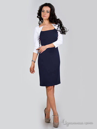 Платье La Cafe, цвет темно-синий, белый