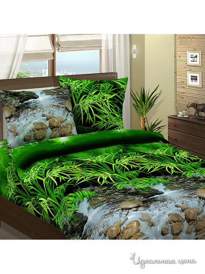 Комплект постельного белья семейный Традиция Текстиля, цвет зеленый