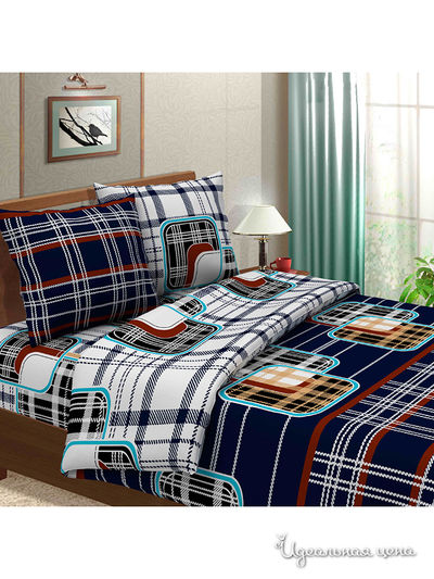 Комплект постельного белья, 2-х спальный Традиция Текстиля, цвет синий, серый