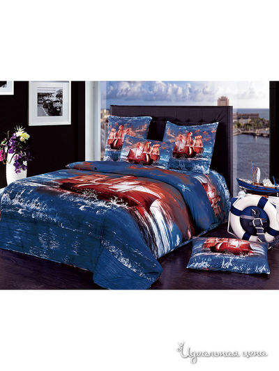 Комплект постельного белья 2-х спальный с европростыней 3D Традиция Текстиля, цвет мультиколор