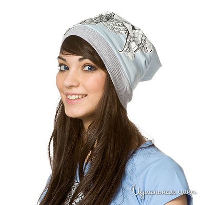 шапка Curly House, цвет цвет серый / голубой