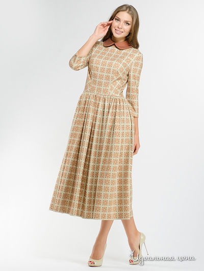Платье Анна Чапман, цвет бежевое, коричневое