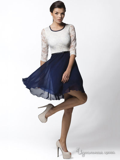 Платье Awama, цвет темно-синий, белый