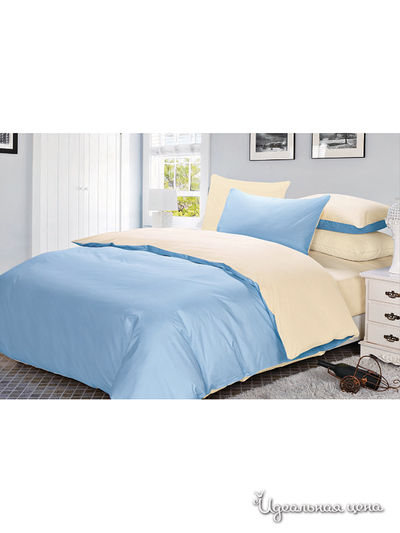 Комплект постельного белья двуспальный Dream Time Store, цвет голубой, белый