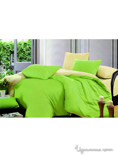 Комплект постельного белья евро Dream time store, желтый, зеленый
