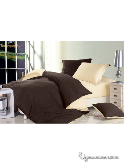 Комплект постельного белья евро Dream Time Store, цвет коричневый, бежевый