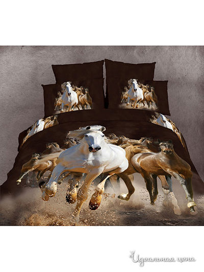 Комплект постельного белья Евро Famille, цвет мультиколор